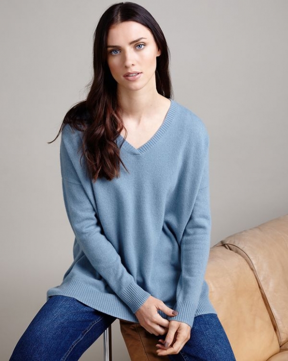 Paul Costelloe Living Studio Grey Cashmere V-Neck Jumper Paul Costelloe Living Studio Grey Cashmere V-Neck Jumper