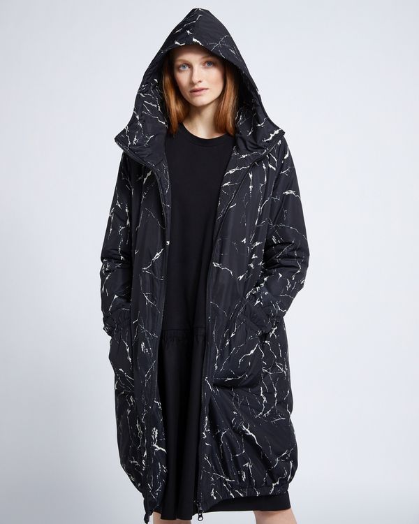 Carolyn Donnelly The Edit Marble Print Hooded Parka