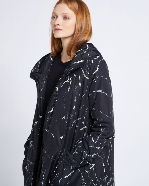 Carolyn Donnelly The Edit Marble Print Hooded Parka