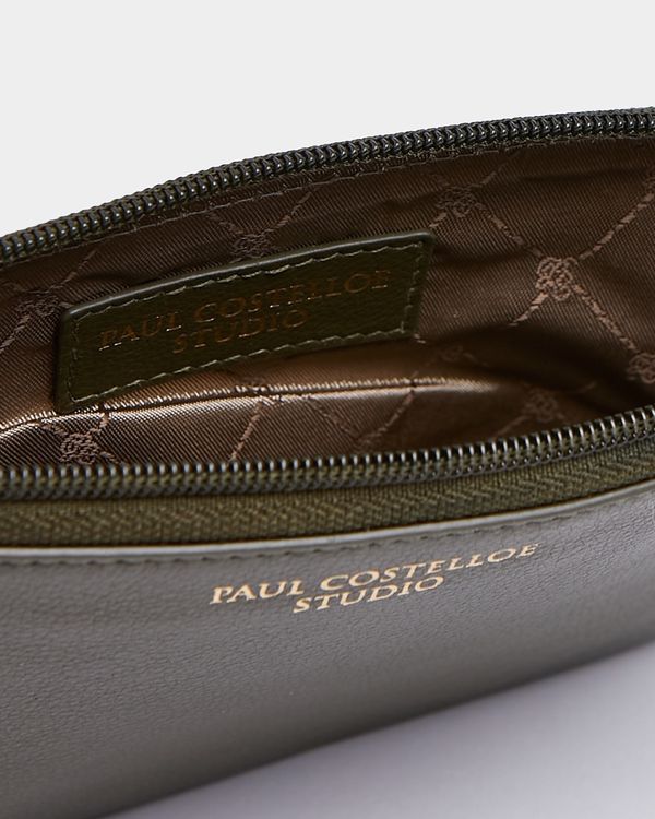 Paul Costelloe Living Studio Green Leather Wristlet Bag