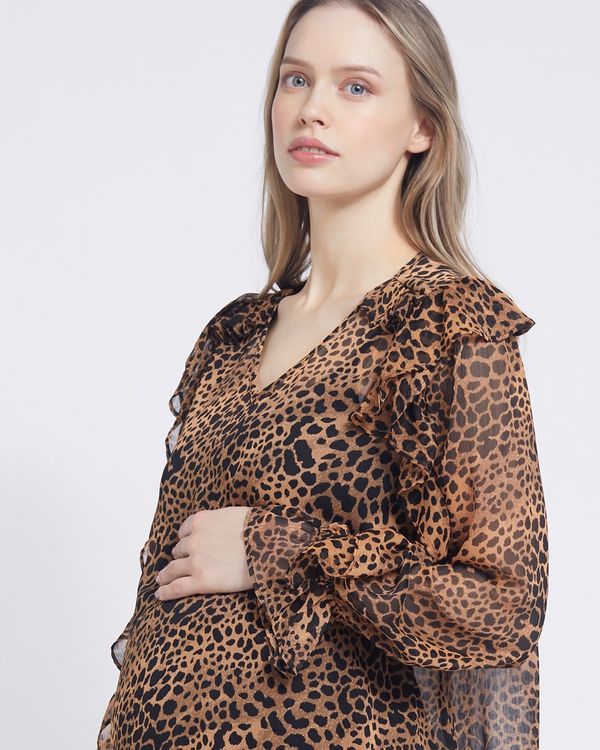 Savida Maternity V-Neck Ruffle Blouse