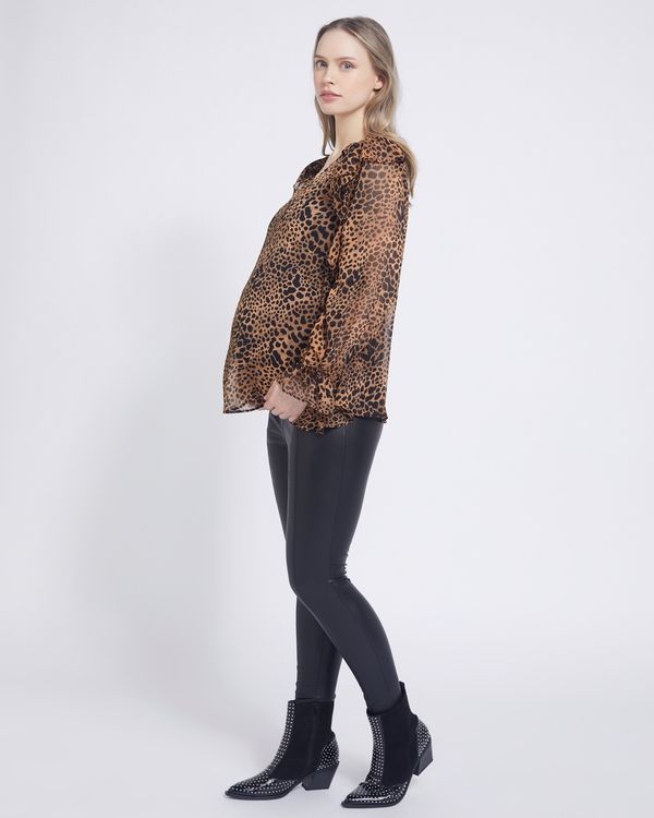 Savida Maternity V-Neck Ruffle Blouse