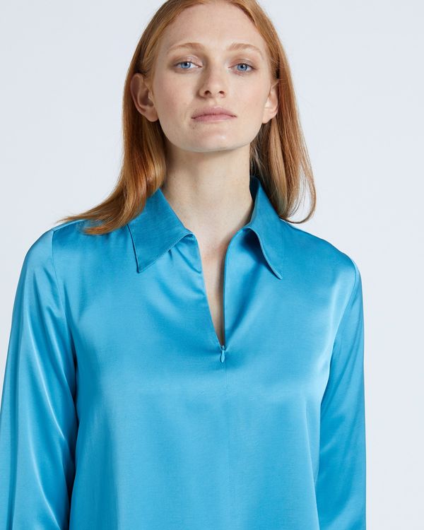 Carolyn Donnelly The Edit Blue Satin Zip Shirt