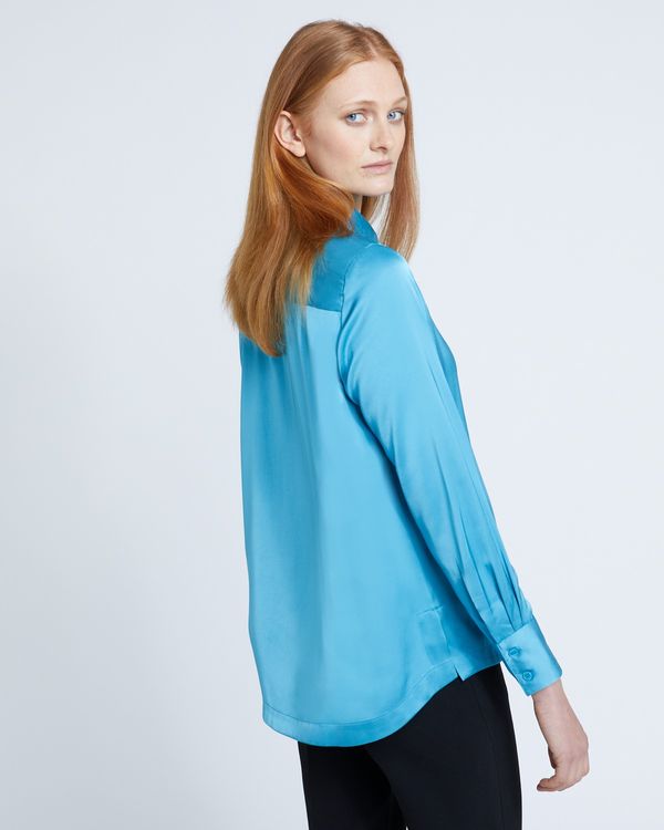 Carolyn Donnelly The Edit Blue Satin Zip Shirt