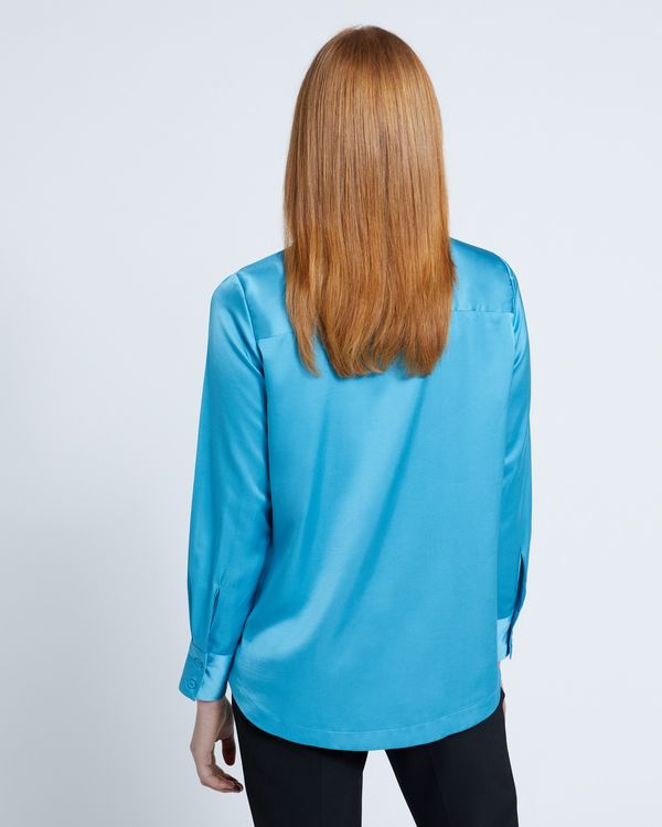 Carolyn Donnelly The Edit Blue Satin Zip Shirt