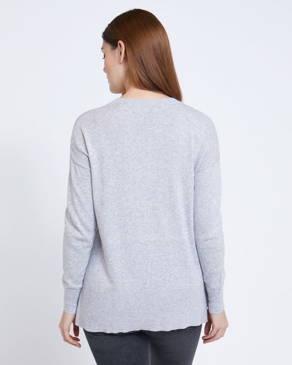 Paul Costelloe Living Studio Light Grey Rib Side Panel Jumper