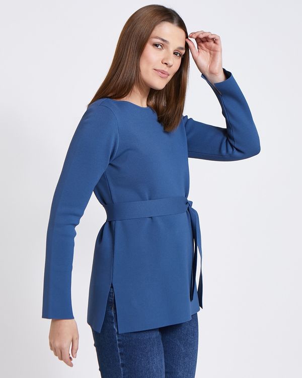 Paul Costelloe Living Studio Blue Tie Waist Jumper